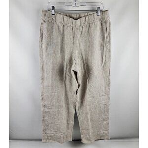 Pure Jill Pants Womens M-Tall Beige Linen Elastic Waist Pull On Pants